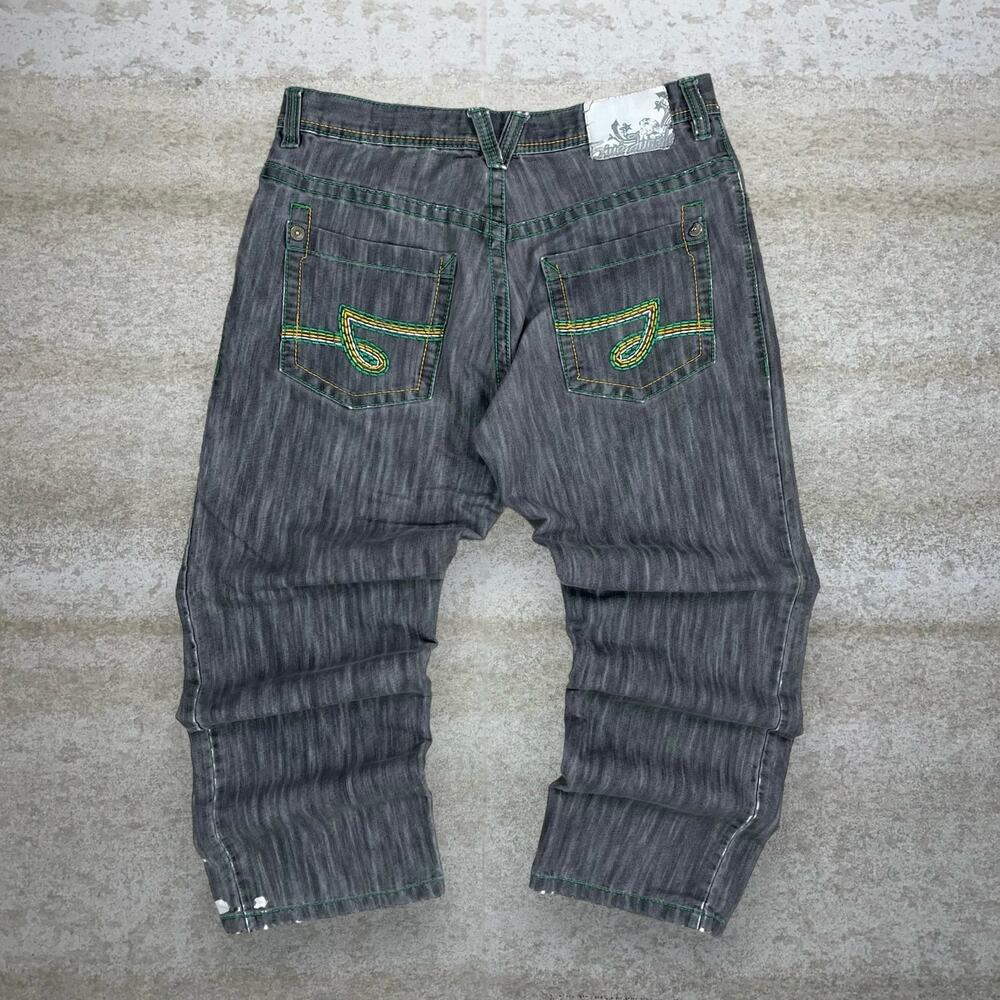 Vintage Y2K Skater Wide Leg Jeans 38x30 Baggy Smoke Grey Wash 5ive Jungle Rap